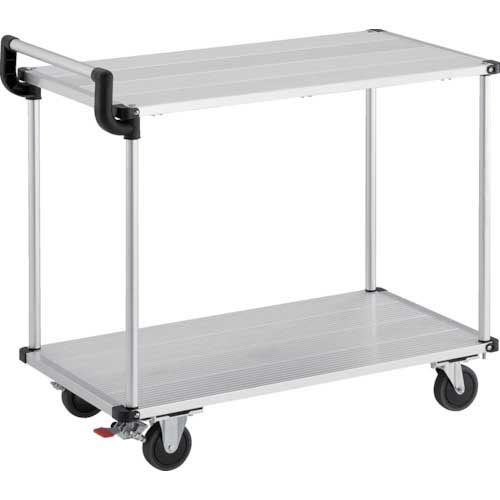 TRUSCO アルミ台車 アルパカート 省音 2段式片袖タイプ 900×480mm ストッパー付 AL22-0948S