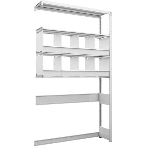 【廃番】TRUSCO スチールラック K1型抗菌塗装高密度収納棚 下段開放型 H2200XW1250XD325 4段 仕切りトレ-8個付 連結型 K1-U7434D8B