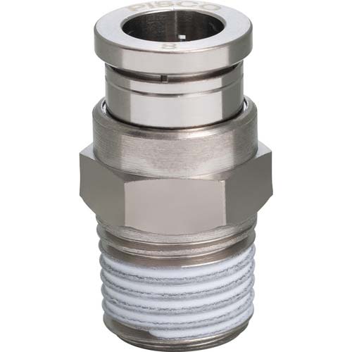 PISCO チューブフィッティング ブラスストレート チューブ12 ネジR3/8 ゴムHNBR カバー無 KC12-03-1