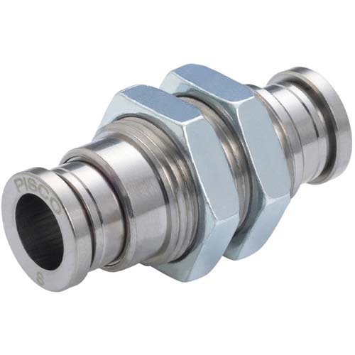 PISCO チューブフィッティングブラス 隔壁ユニオン カバー無し KM8-1