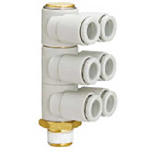 SMC ワンタッチ管継手 トリプルブランチユニバーサルエルボ 8mm・R1/4 KQ2ZT08-02AS