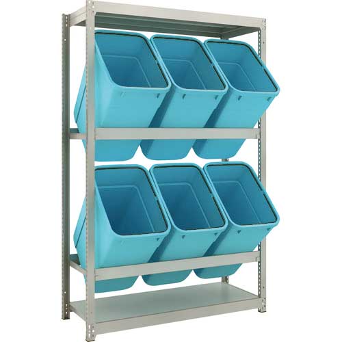 TRUSCO スチールラック ゴミ箱ラック M1.5型 H1800XW1160XD445 2段 RBK-70 6個付 M1.5-6442D2