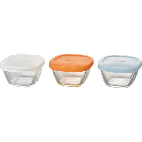 HARIO 食品用容器 耐熱ミニ角小鉢シリコンフタ3個セット 110ml MKK-SI-2024