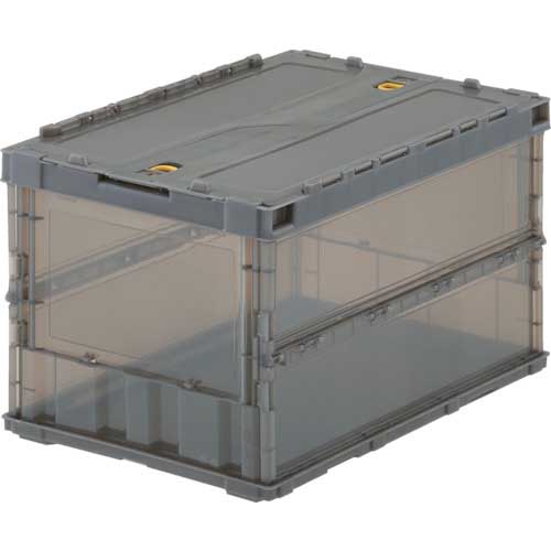 TRUSCO オリコン 薄型折りたたみコンテナ スケルコン 50L ロックフタ付 透明ブラウン ブラウン TSK-C50B