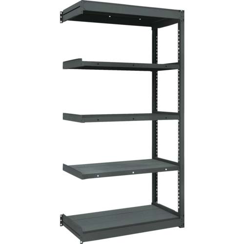 TRUSCO TUG型軽量ボルトレス棚 黒 100kg 連結型 1240×624×H1800 5段 TUG100-64L-5B-BK