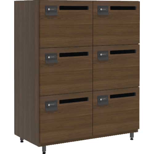 TRUSCO 木製パーソナルロッカー 2列3段 6人用 ウォールナット WPL1290-WN