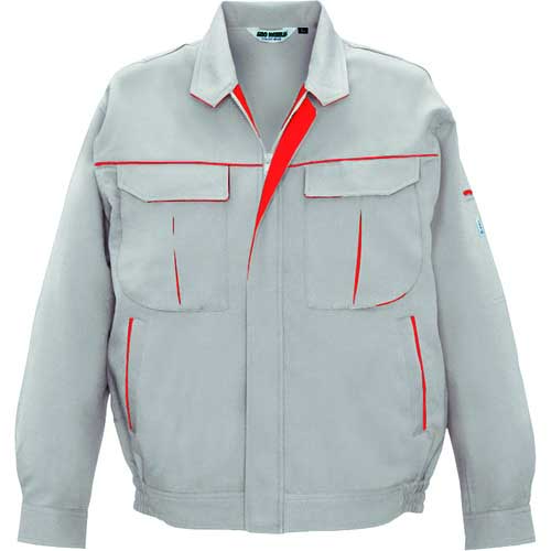 【廃番】bigborn ナガソデジャケット シルバーグレー×レッド3Lサイズ 2627-64-3L