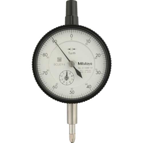 MITUTOYO 標準形ダイヤルゲージ(平裏ぶたタイプ) 測定範囲0〜1mm 最小表示0.001mm 目盛仕様±0-100 測定力1.8N以下 2110AB-10