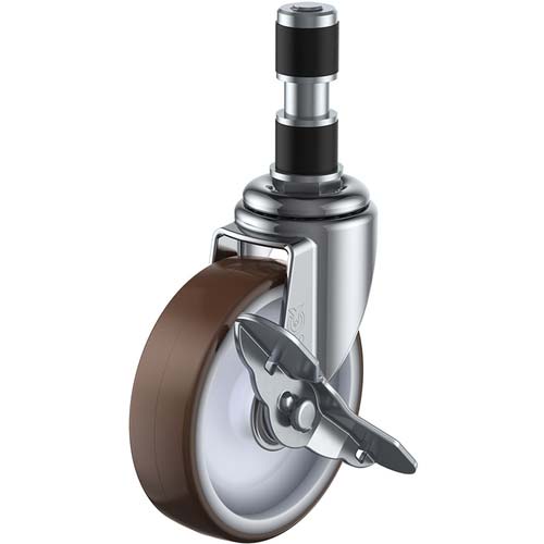 ユーエイ 差し込み式 自在 キャスター ウレタン 車輪径125mm ストッパー付き Eタイプ ETF-S型 パイプ径35 ETF-125URS-35P