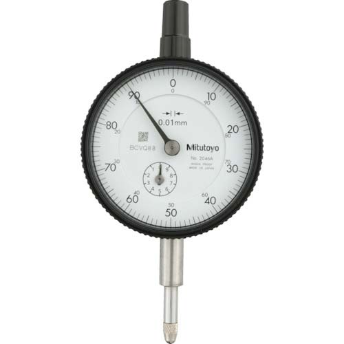 MITUTOYO 標準形ダイヤルゲージ(耳金付裏ぶたタイプ) 測定範囲0〜10mm 最小表示0.01mm 目盛仕様±0-100 測定力1.4N以下 2046A