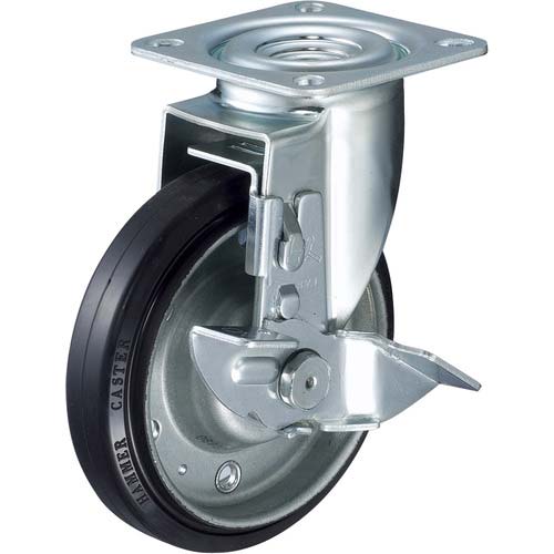 ハンマー 軽量キャスター 旋回式ゴム車輪 125mm ストッパー付 4132S-1R125
