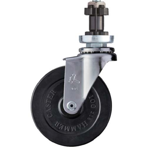 ハンマー パイプ差込み旋回式ゴム車輪 100mm φ38用 4202EN-R100