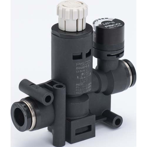 PISCO レギュレータ プッシュロックタイプ 圧力ゲージ付ユニオン φ6×φ6 RVUMP6-6