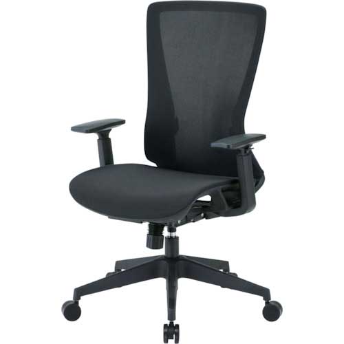 TRUSCO ハイバックメッシュチェア 肘付 ブラック TMCC-BK