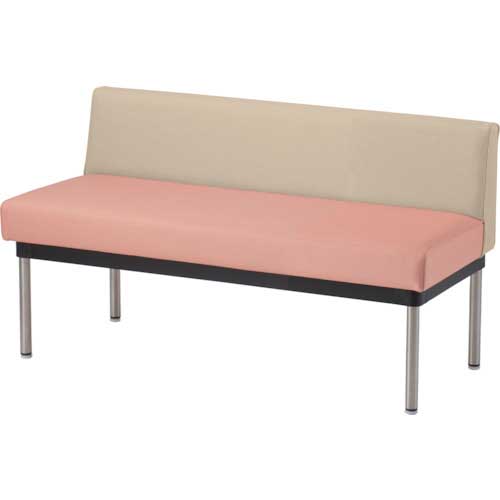 【廃番】ミズノ ロビーチェア背付 背アイボリー座コーラルピンク 幅1200×奥行き470 MSB-1247A-IVCP