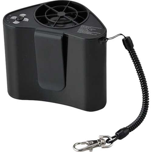 【廃番】緑十字 熱中症予防対策商品 爽快ジェットファン3(バッテリー一体型) ブラック 83×102×66mm 375653