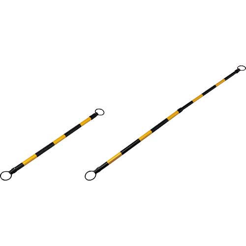 緑十字 トラ柄コーンバー(伸縮タイプ) 黄反射/黒 スライドバーTR 40.5(35)mmΦ×1.3〜2m ABS樹脂製 122335