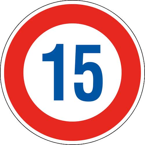 緑十字 道路標識(構内用) 制限速度15キロ 道路323-15K(AL) 600mmΦ 反射タイプ アルミ製 133672