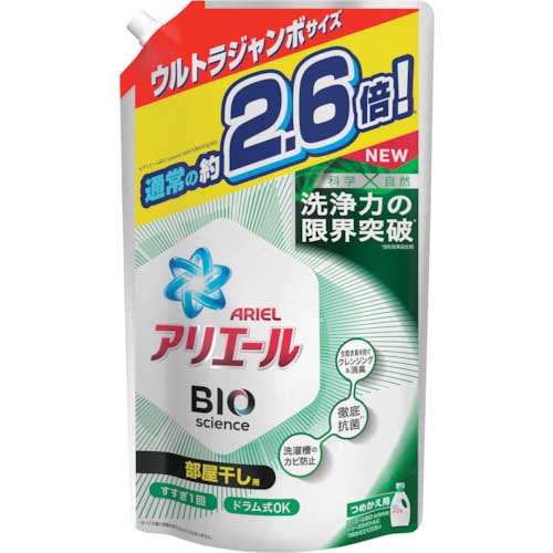 P&G アリエール 洗濯洗剤 バイオサイエンスジェル 部屋干し用 詰め替え 1800g 473354