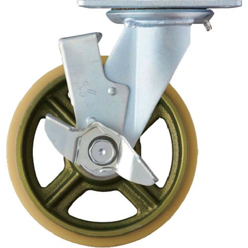 ハンマー 重荷重用旋回式ウレタン車輪(イモノホイール・ラジアルボールベアリング)200mm SP付 519BPS-CU200