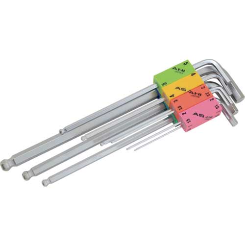 ASH ロングボールポイント六角棒レンチセット 連結ホルダー付9本組セット AQTS910