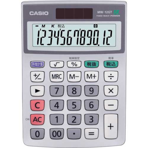 カシオ ミニジャストタイプ電卓 MW-12GT-N