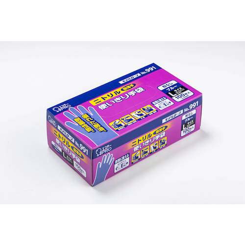 エステー NO.991ニトリル使い切り手袋 L ブルー (粉なし) 100枚 NO.991L-B