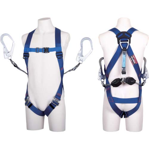 藤井電工 ツヨロン ライトハーネス ツインランヤード付き ロック機構付き巻取式コルトリトラ 青 Mサイズ TH510-2CR93SVOT-BL4BK-M-2R23BX