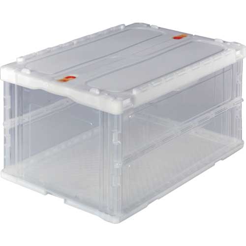 TRUSCO オリコン 薄型折りたたみコンテナ 75L スライドロックフタ付 透明 TR-C75B-TM