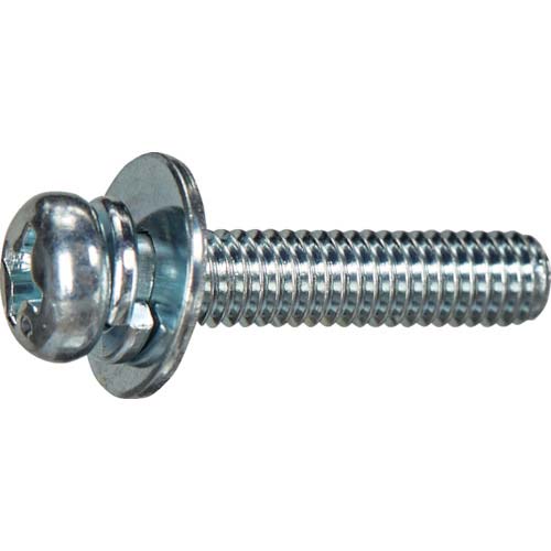 TRUSCO ナベ頭座金組込ねじ P=3 三価白 M3×6 10本入 (ばね座金+JISワッシャー付き) 少量パック Y832-0306