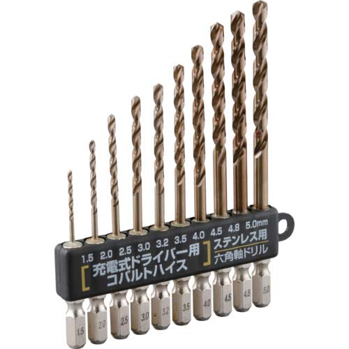 RELIEF 10本組 ステン用 コバルトハイスドリル 六角軸 1.5〜5.0 21902