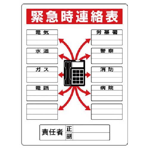 ユニット 標識 緊急時連絡表 814-58