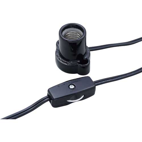 ELPA コード付ソケット 中間スイッチ付 E17 1.5M ブラック KP-M1715H-BK