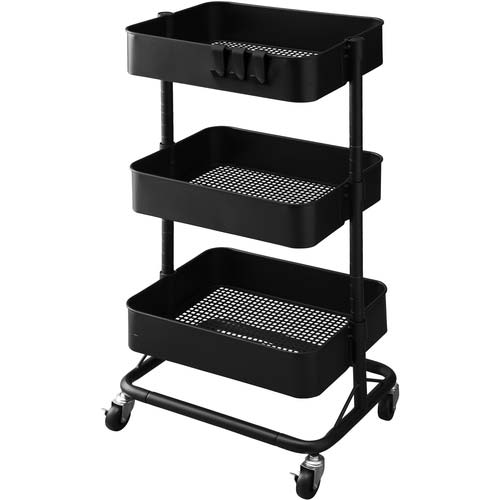 アイリスオーヤマ 100901 キッチンワゴン ブラック KWG-HA-B