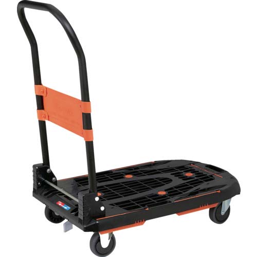 TRUSCO 樹脂台車 新型カルティオ 780X490 折畳 黒 【本体+樹脂ストッパー付】 MPK780-BK-JS