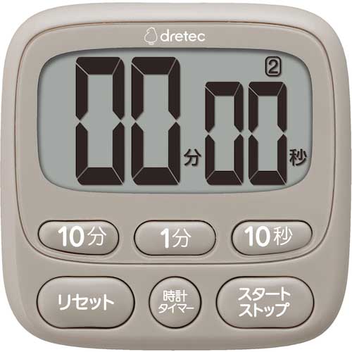 dretec 時計付大画面タイマー ベージュ T-612BE