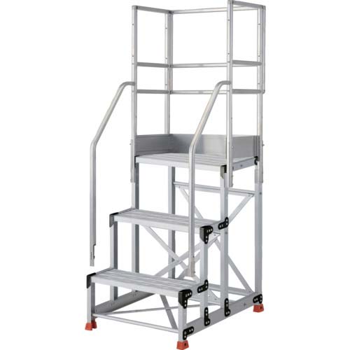 TRUSCO アルミ製作業用踏台 グレーチングタイプ 3段 高さ0.9m 天