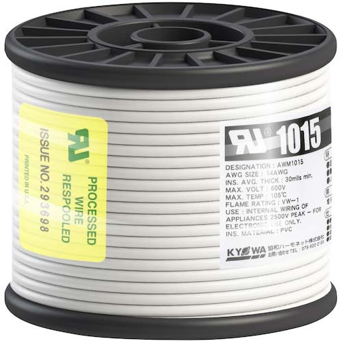 KYОWA UL耐熱ビニル絶縁電線 UL1015 AWG14 30M 白 WH