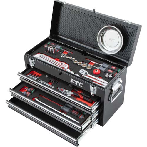 【廃番】KTC 2024SKSALE 9.5sq.スタンダード特別色セット66点(3段3引出し)(ブラック) SK36624XBK