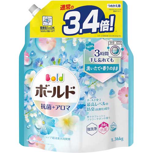 P&G ボールド 洗濯洗剤 液体 フレッシュフラワーサボン つめかえ用 超ジャンボ 1360g 414248