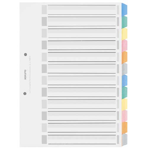 KOKUYO カラー仕切カードPP A4縦 12山 5組 シキ-P100 50254477