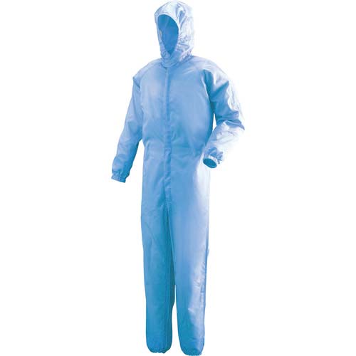 ミドリ安全 フード一体型クリーンウェア ブルー M C1351B-M