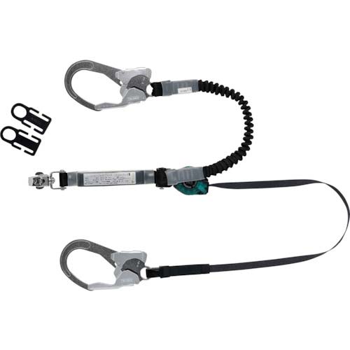 ミドリ安全 常時巻取り式と伸縮式の2丁掛けランヤード 100kg以下 伸縮式1.3 MHLYS-RCRNEX-56DJMR-T1-1.3-2HP