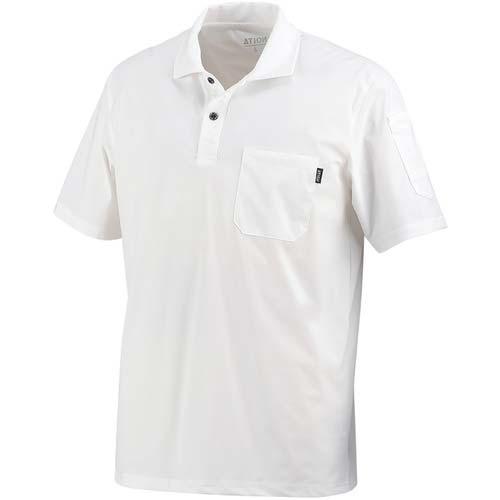 カジメイク 8593 冷感ストレッチ半袖ポロシャツ ホワイト 3L 8593-01-3L