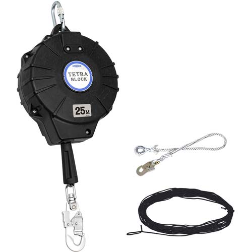 藤井電工 ツヨロン ワイヤロープ巻取式安全ブロック TRB-25 テトラブロック25m 台付・引寄ロープ付 TRB25BX