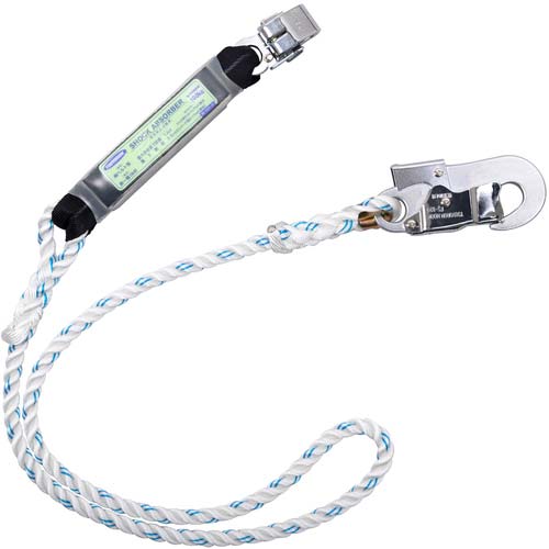 藤井電工 ツヨロン 胴ベルト型墜落制止用器具用ランヤード(ロープタイプ)三つ打ちロープ ショックアブソーバ+FS-33・フックFS-109 柱上作業用 TBL-31-JAN-BX