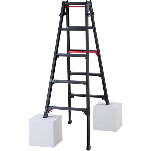 ハセガワ 脚部伸縮脚立 シャガマン ブラック 5段(10760) RYRB-15