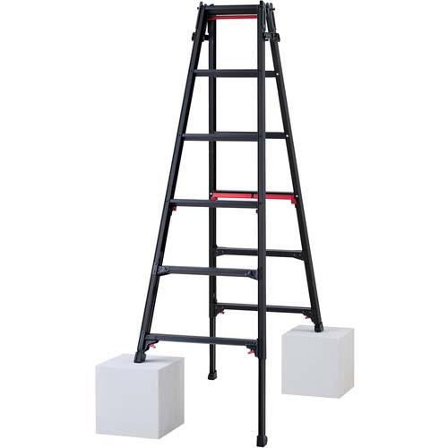 ハセガワ 脚部伸縮脚立 シャガマン ブラック 6段(10761) RYRB-18