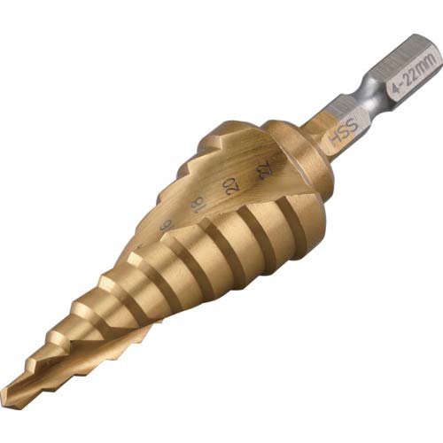 RELIEF 六角軸 スパイラルステップドリル φ4-22mm 10段 27566