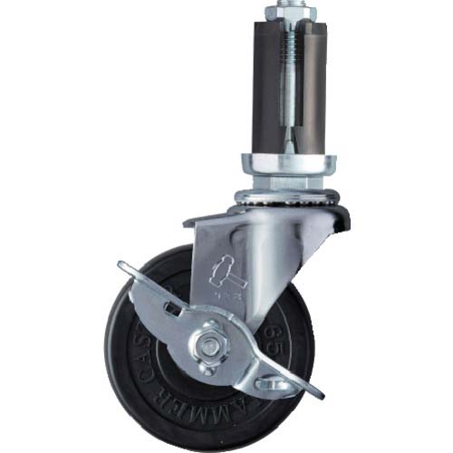 ハンマー パイプ差込み旋回式ゴム車輪 65mm φ22〜24用 ストッパー付 4153EU-R65